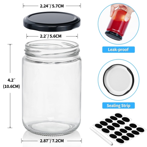 Ritayedet Glass Candle Jars with Airtight Metal Lids, 12 oz Wide Mouth Mason Jars Canning Jars, 20 Pack Small Glass Jars