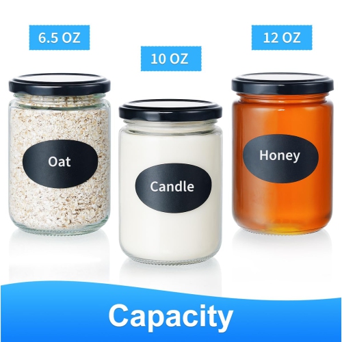 Ritayedet Glass Candle Jars with Airtight Metal Lids, 12 oz Wide Mouth Mason Jars Canning Jars, 20 Pack Small Glass Jars