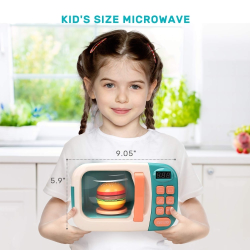 CUTE STONE Kids Play Kitchen Set, Pretend Play Microwave Toys, Kitchen Oven with Play Food, Play Cookwares Toy Pot and P
