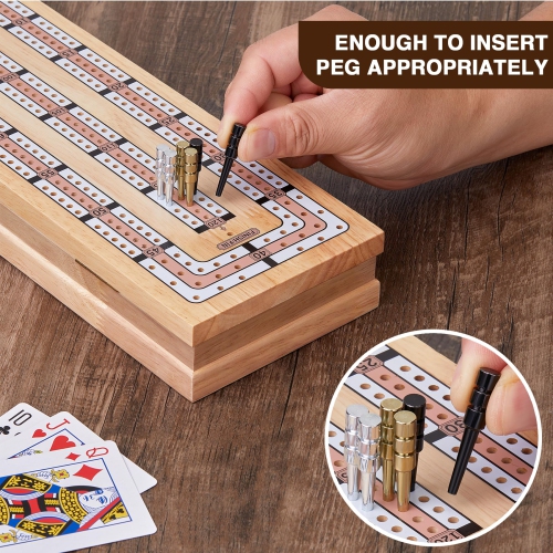 VAMSLOVE – Ensemble de jeu magnétique de cribbage 15 po en bois pliable 3 pistes, avec instructions, emplacements de rangement pour 2 cartes de