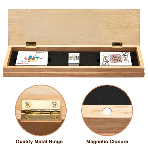 VAMSLOVE – Ensemble de jeu magnétique de cribbage 15 po en bois pliable 3 pistes, avec instructions, emplacements de rangement pour 2 cartes de