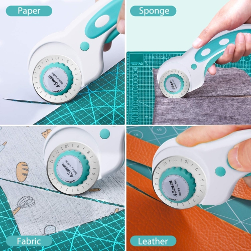 Miuzei Self-Healing Cutting Mat with Rotary Cutter, A3 Crafting Cutting Board, 3-Layer PVC Double Sided Mat with 45mm Fa