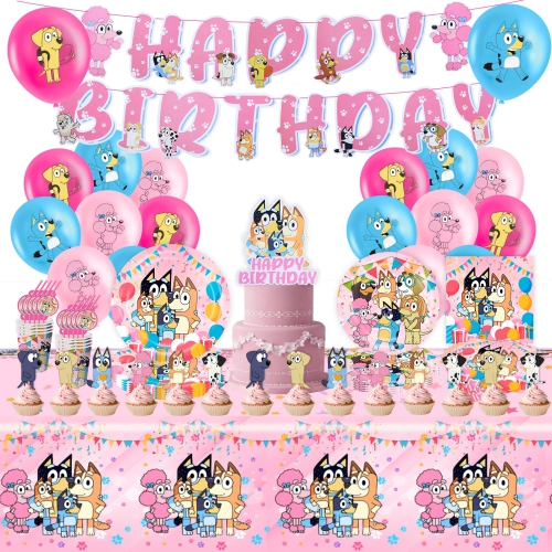 Balloon4-103PCS DogBirthday Party Decorations, Cartoon Theme Party Supplies Include Background, Birthday Banner, Foil Ba