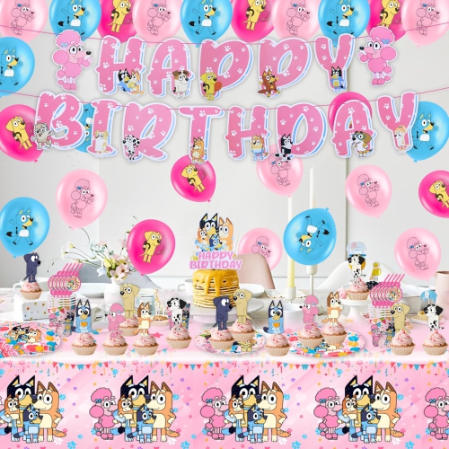 Balloon4-103PCS DogBirthday Party Decorations, Cartoon Theme Party Supplies Include Background, Birthday Banner, Foil Ba