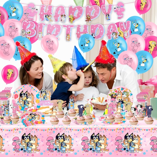 Balloon4-103PCS DogBirthday Party Decorations, Cartoon Theme Party Supplies Include Background, Birthday Banner, Foil Ba