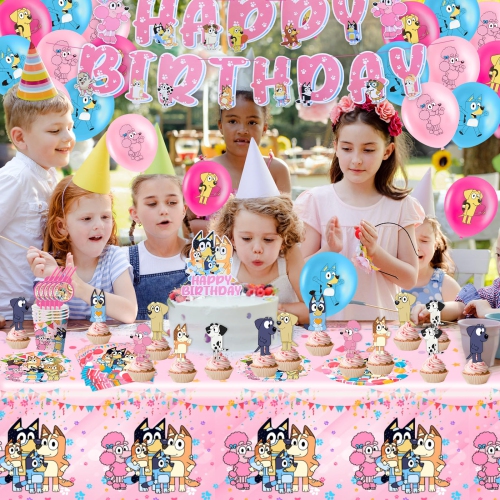 Balloon4-103PCS DogBirthday Party Decorations, Cartoon Theme Party Supplies Include Background, Birthday Banner, Foil Ba