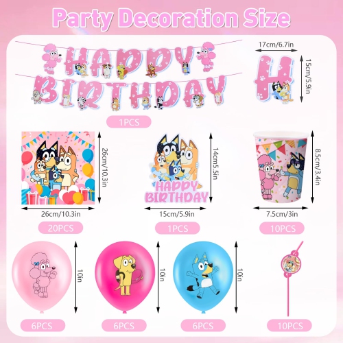 Balloon4-103PCS DogBirthday Party Decorations, Cartoon Theme Party Supplies Include Background, Birthday Banner, Foil Ba