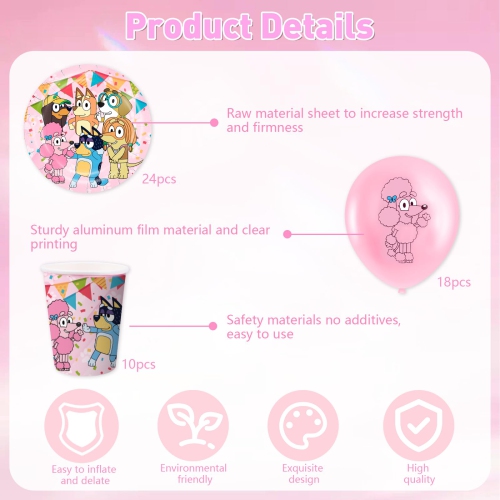 Balloon4-103PCS DogBirthday Party Decorations, Cartoon Theme Party Supplies Include Background, Birthday Banner, Foil Ba