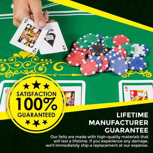 Tabletop Casino Felt Layout for Texas Holdem Poker and Blackjack - Premium Professional Grade Blackjack and Poker Mat fo