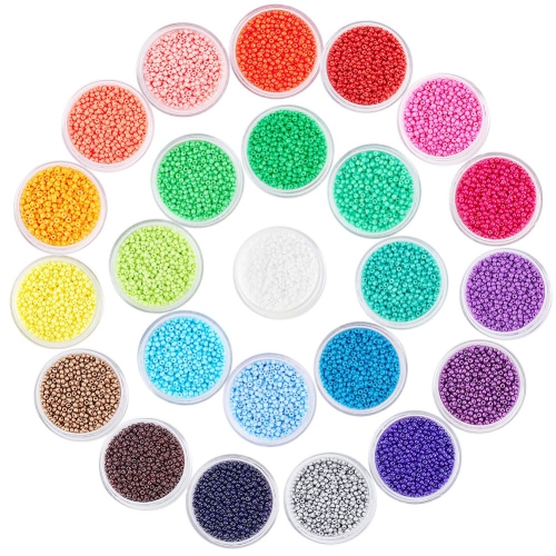 PH PandaHall Seed Beads 11/0, 24 Boxes of 24000pcs Beading Glass Seed Beads 2mm Multicolor Round Pony Bead Mini Spacer B