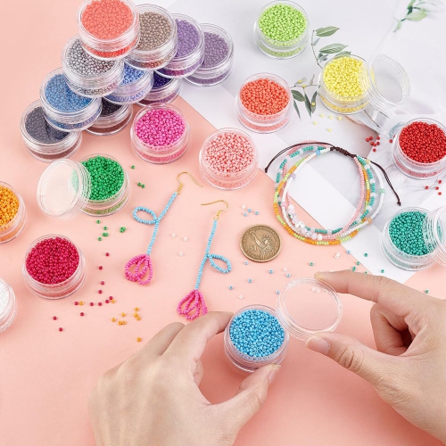 PH PandaHall Seed Beads 11/0, 24 Boxes of 24000pcs Beading Glass Seed Beads 2mm Multicolor Round Pony Bead Mini Spacer B