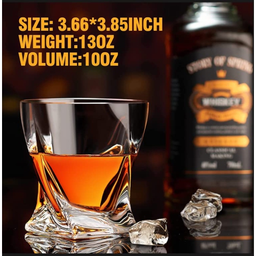 KITNATS Old Fashioned Whiskey Glasses 10 OZ Rocks Glasses Set of 4, Gift Box - Barware for Bourbon, Scotch, Rum Glasses