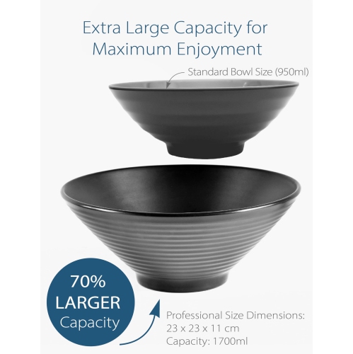 APEX S.K. Ensemble de 4 bols Ramen | 1700 millilitres Grand ensemble de bols à soupe japonais Ramen Noodle avec baguettes et cuillère, M