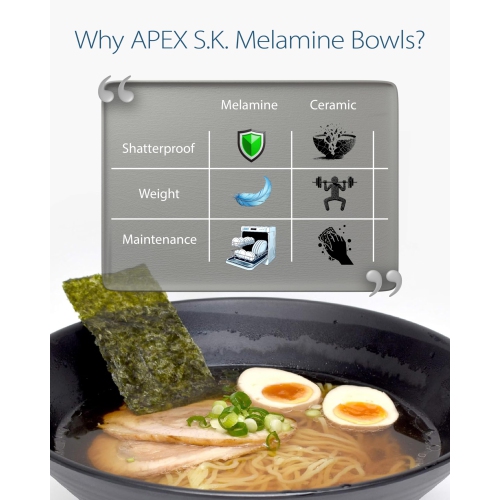 APEX S.K. Ensemble de 4 bols Ramen | 1700 millilitres Grand ensemble de bols à soupe japonais Ramen Noodle avec baguettes et cuillère, M