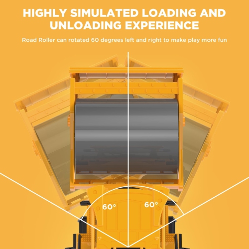 NOKA Remote Control Road Roller Truck Toy for Kids, 1:18 Scale RC Construction Vehicle with 2 Batteries & Lights, 7-Chan