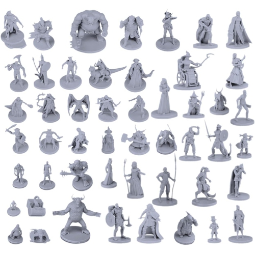 50 Unique Miniatures Fantasy Tabletop RPG Figures for Dungeons and Dragons, Pathfinder Roleplaying Games. Bulk unpainted