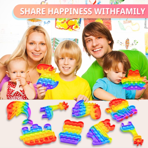 18 Pack Push Bubble Fidget Toys Popper, Silicone Stress Anxiety Relief ADHD Sensory Toys for Kids and Adults, Pop Fidget