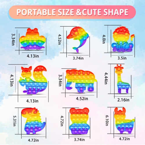 18 Pack Push Bubble Fidget Toys Popper, Silicone Stress Anxiety Relief ADHD Sensory Toys for Kids and Adults, Pop Fidget