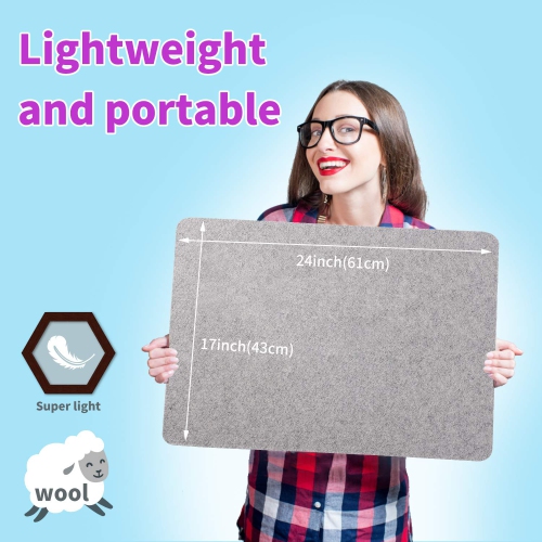 Rdutuok 17" X 24" and 10" X 10" Wool Pressing Mat 100% New Zealand Felted Wool Ironing Mat Pad Sewing Machine Muffling M