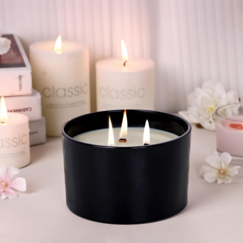 Contenants en vrac pour bougies en verre noir de Connovo 24&nbsp;oz, 6 pots en vrac à mèches multiples et à goulot large pour faire des bougies avec