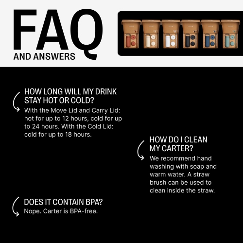 Ensemble Carter de fellow 16&nbsp;oz tasse de voyage avec poignée de transport, couvercles Move & Cold et paille - gobelet à café To-Go, CE