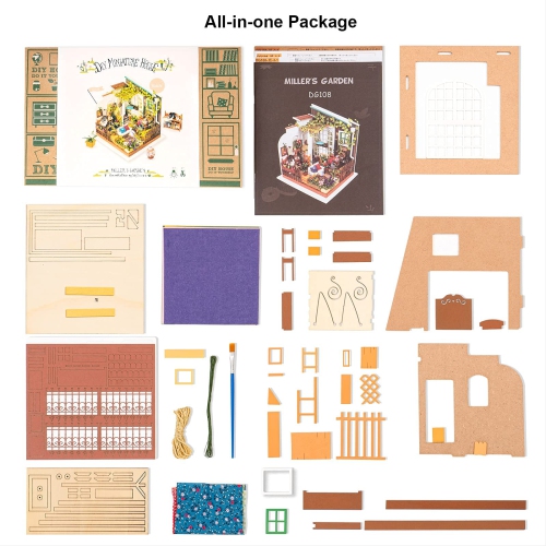 (Sunshine Garden) - Rolife DIY Miniature Dollhouse Set-Model Building Kit to Build-Assembly Garden Fairy House-3D Wooden