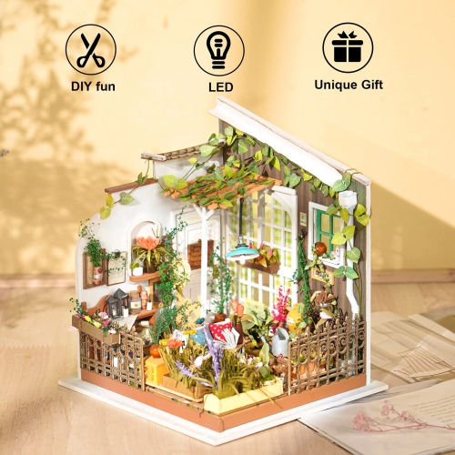 (Sunshine Garden) - Rolife DIY Miniature Dollhouse Set-Model Building Kit to Build-Assembly Garden Fairy House-3D Wooden