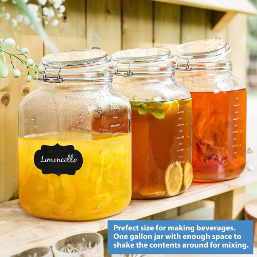 Sovietiep Wide Mouth Large Glass Jar with Airtight Lid, 1 Gallon Glass Jar w Hinged Lids and Scale Marks, Large Mason Ja