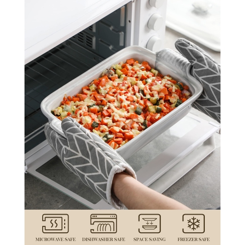 Cocotte avec couvercle MALACASA, plat de cuisson de 3,4 pintes avec couvercle, plat de cuisson profond en céramique avec couvercle, plat de cuisson