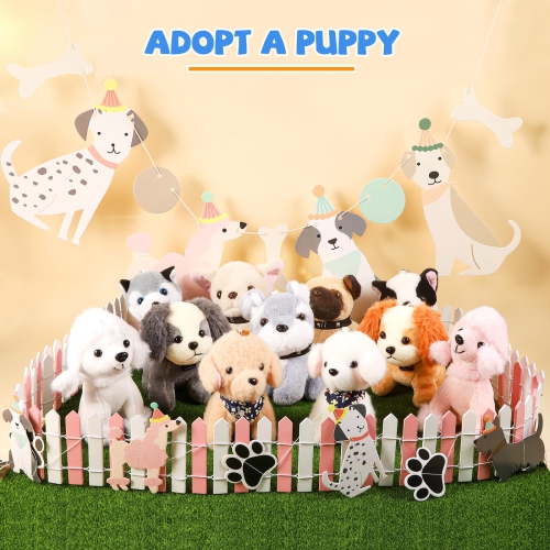 Niceup 10Pcs 4.5in Puppy Dogs Stuffed Animals Bulk for Kids Party Favors Loot Bag Fillers Pet Adoption Class Gift Small