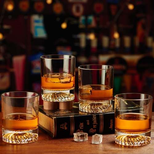 OPAYLY Whiskey Glasses Old Fashioned Glasses Set of 4 12oz Rocks Glasses Gift for Men Women Drinking Bourbon Scotch Cock