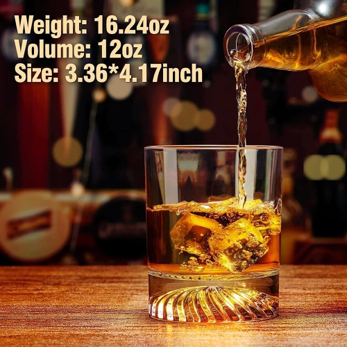 OPAYLY Whiskey Glasses Old Fashioned Glasses Set of 4 12oz Rocks Glasses Gift for Men Women Drinking Bourbon Scotch Cock