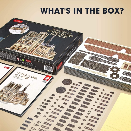 CubicFun 3D Puzzle for Adults Moveable Notre Dame de Paris Church Model Kits Large Challenge French Cathedral Brain Teas