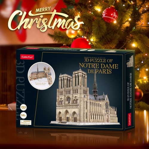 CubicFun 3D Puzzle for Adults Moveable Notre Dame de Paris Church Model Kits Large Challenge French Cathedral Brain Teas