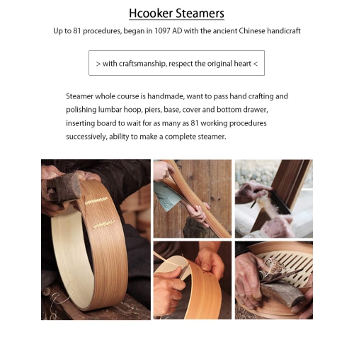 Hcooker 2 Tier Kitchen Bamboo Steamer with Double Stainless Steel Banding for Asian Cooking Buns Dumplings Vegetables Fi
