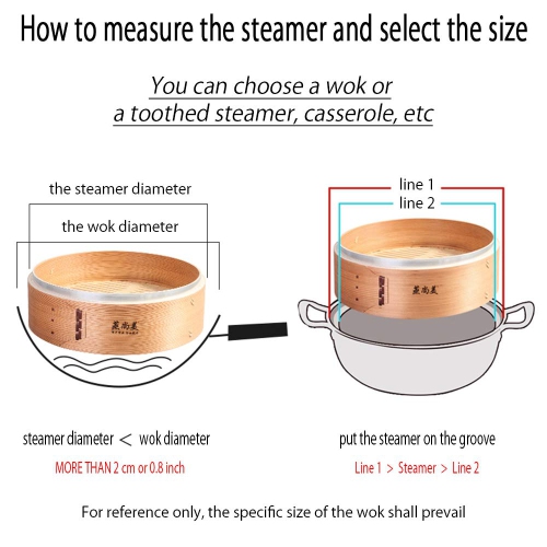 Hcooker 2 Tier Kitchen Bamboo Steamer with Double Stainless Steel Banding for Asian Cooking Buns Dumplings Vegetables Fi