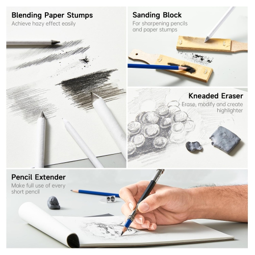 Trousse de dessin Shuttle Art, ensemble de 103 crayons à dessin, ensemble de croquis et de dessin artistique avec crayons de couleur, croquis et GR
