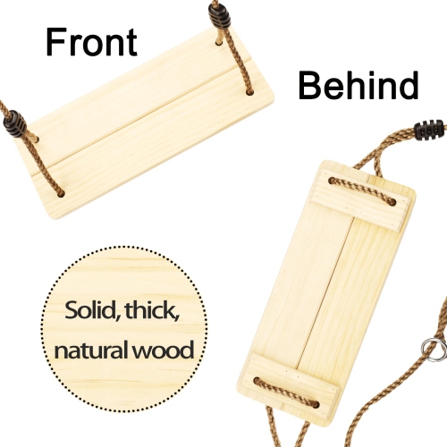 Siège de balançoire KINSPORY, balançoire en bois avec courroies d'arbre, balancoire réglable de 63 po pour le porche en bois pour enfant,