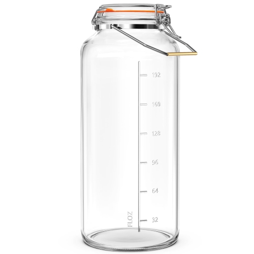 Qianfenie – Récipient en verre de 2 gallons avec couvercle hermétique, récipient en verre hermétique d'un gallon avec poignée en acier inoxydable