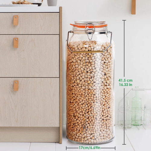 Qianfenie – Récipient en verre de 2 gallons avec couvercle hermétique, récipient en verre hermétique d'un gallon avec poignée en acier inoxydable