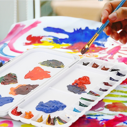 Mr. Pen – Palette aquarelle étanche avec couvercle, paquet de 4, 18 puits et 2 zones de mélange, palette aquarelle, palette de peinture