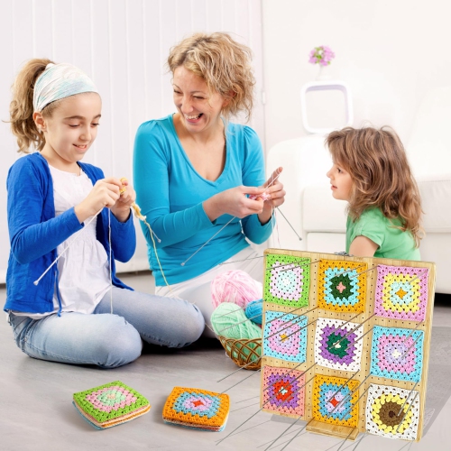 15.5" x 15.5" Foldable Crochet Blocking Board with Pegs | 35 Stainless Steel Rod Pins - Upgrade Large Blocking Boards fo