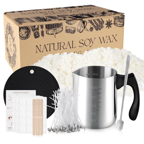 Candle Making Kits for Adults,Beginner,Kids, Soy Wax, Making Supplies Include 5 LB Soy Wax Flakes, 100 Candle Wick, Cent