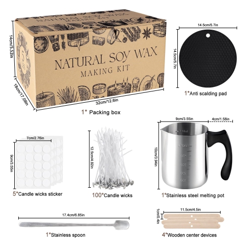 Candle Making Kits for Adults,Beginner,Kids, Soy Wax, Making Supplies Include 5 LB Soy Wax Flakes, 100 Candle Wick, Cent