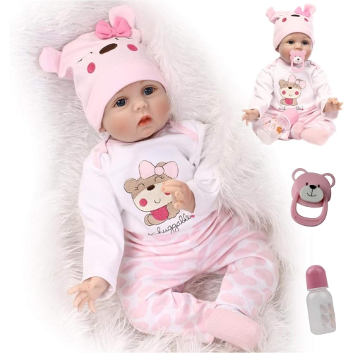 ZIYIUI  22 Inch Realistic Reborn Dolls Soft Silicone Real Look Newborn Baby Handmade Simulation Reborn Dolls Girls With E