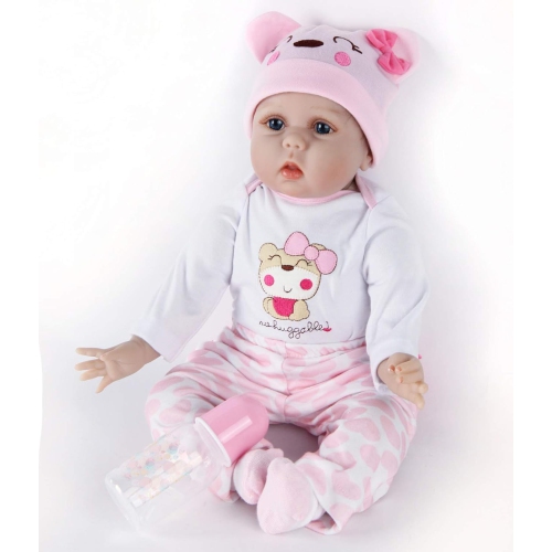 ZIYIUI 22 inch Realistic Reborn Dolls Soft Silicone Real Look Newborn Baby Handmade Simulation Reborn Dolls Girls with E