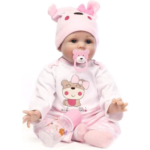 ZIYIUI 22 inch Realistic Reborn Dolls Soft Silicone Real Look Newborn Baby Handmade Simulation Reborn Dolls Girls with E