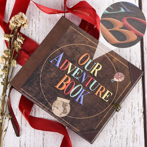 Our Adventure Book Travel Diary Photo Book,Scrapbook, Photo Album,Retro Style Travel Souvenir, Vintage Guestbook DIY Ann