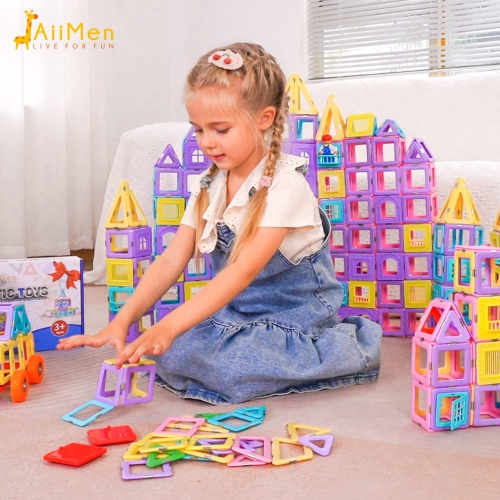 JAiiMen Magnetic Tiles Toys, Kids Building Blocks Set with Magnetic Figure, 3D Magnet Tile Girls Boys STEM Toy Learning