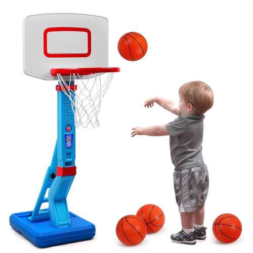 SUPER JOY Toddler Basketball Hoop Height Adjustable Kids Basketball Hoop for Indoor Outdoor Play Portable Basketball Goa